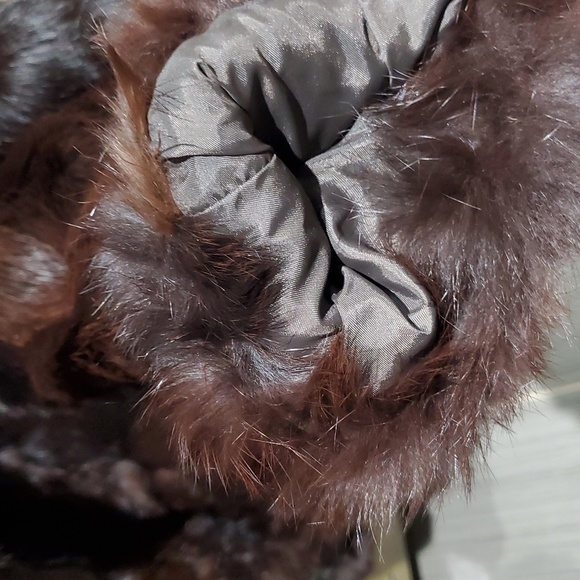 VINTAGE 100% REAL RABBIT FUR COAT MADE IN KOREA SIZE LARGE POCKETS MOBWIFE - Picture 5 of 10